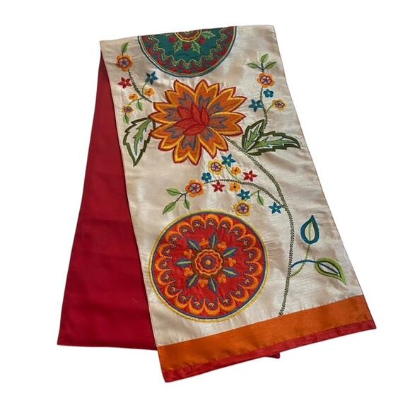 Colorful Floral Embroidery Table Runner 46"x13" - Picture 3 of 8